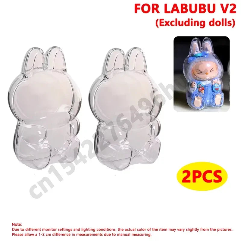 For Labubu Doll Case Transparent Protective Cover  Case Storage Box Dolls Accessories