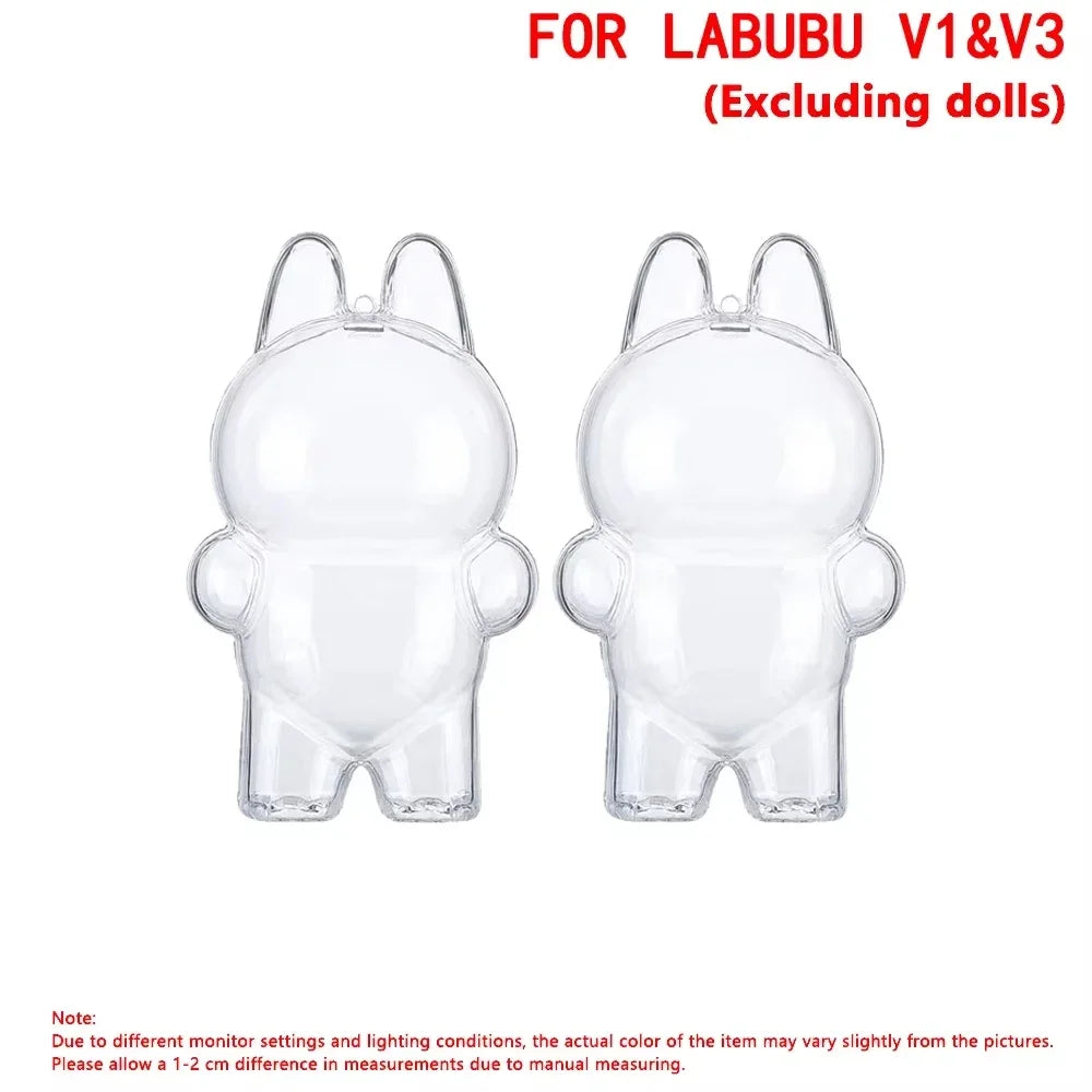 For Labubu Doll Case Transparent Protective Cover  Case Storage Box Dolls Accessories