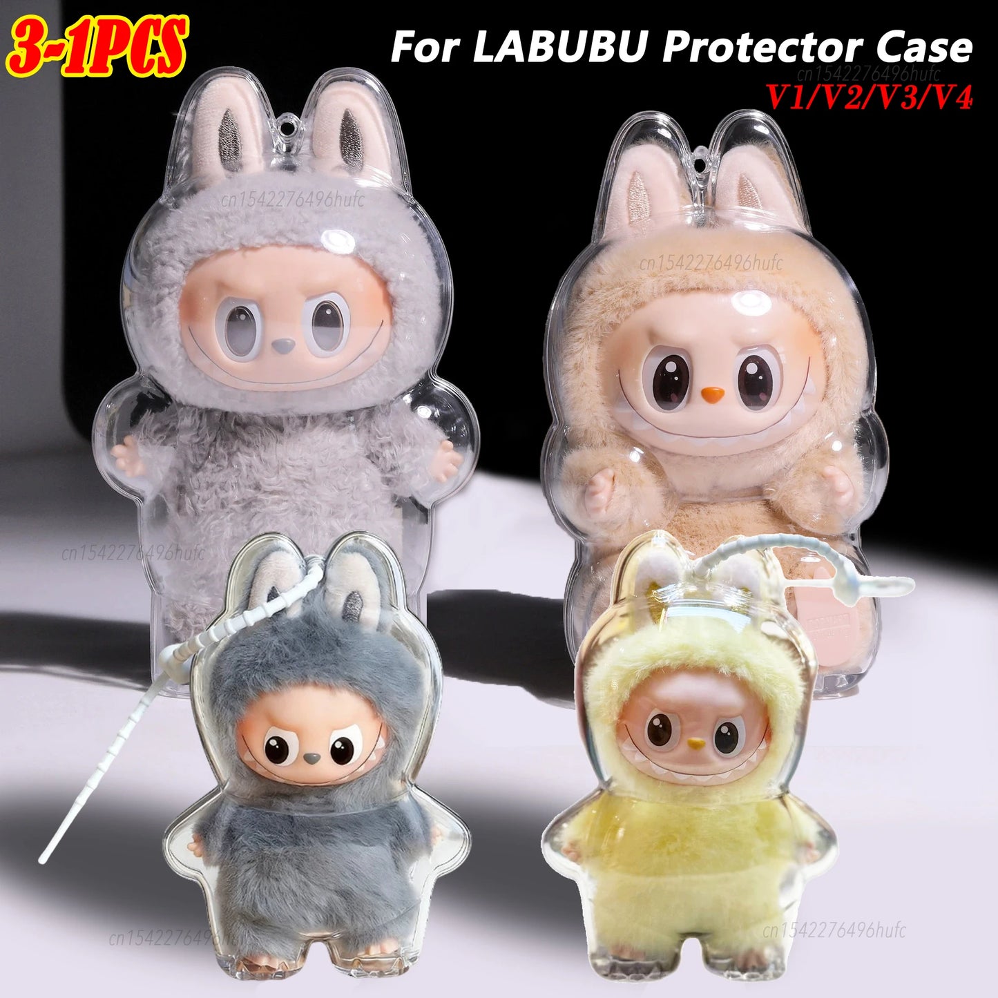 For Labubu Doll Case Transparent Protective Cover  Case Storage Box Dolls Accessories
