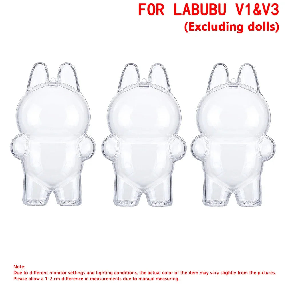 For Labubu Doll Case Transparent Protective Cover  Case Storage Box Dolls Accessories