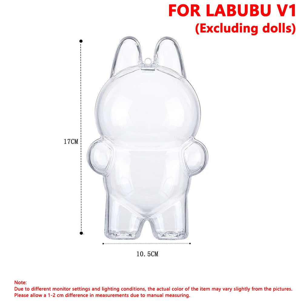 For Labubu Doll Case Transparent Protective Cover  Case Storage Box Dolls Accessories